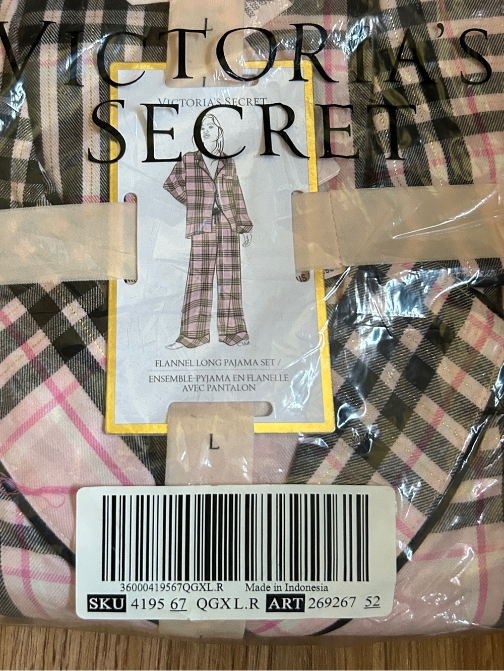 Victoria's Secret Pink and Black Plaid Flannel Pajama Set